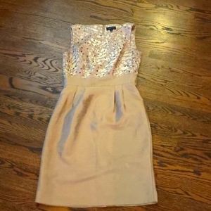 Tahari Sheath Dress Taupe Gold 4